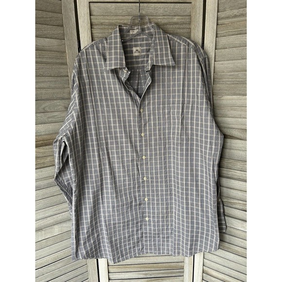 Peter Millar Shirt Mens Large Button Down Dress Shirt Blue Stripe 100% Cotton - Picture 1 of 6